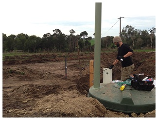 Installing the worm farm septic holding tank
