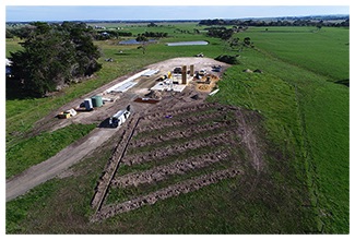 The trench lines for our worm farm septic system